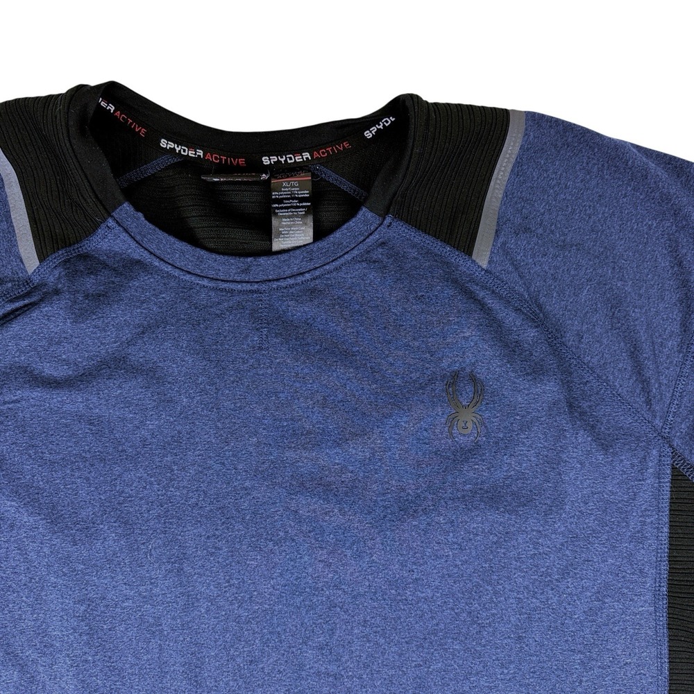 Spyder Active Shirt Mens XL‎ Blue Long Sleeve Stretch Pullover Poly Spandex - Picture 2 of 9
